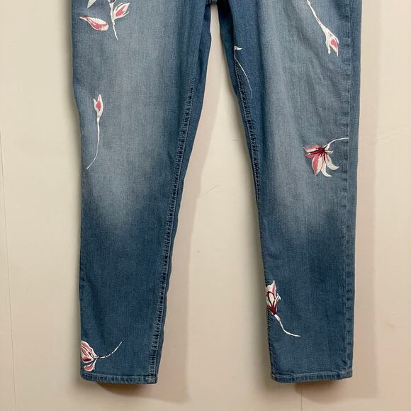 Jordache 12 Skinny boyfriend jeans blue denim light wash painted flowers boho - Picture 3 of 8